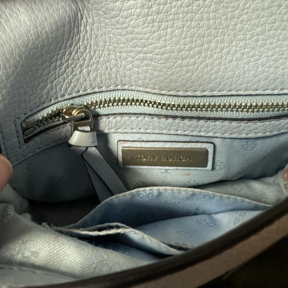 Tory Burch light blue crossbody bag with a chain‎ strap